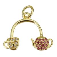 Cubic Zirconia Micro Pave Brass Pendant, gold color plated, micro pave cubic zirconia Approx 3.5mm 