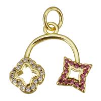 Cubic Zirconia Micro Pave Brass Pendant, gold color plated, micro pave cubic zirconia & hollow Approx 3.5mm 