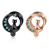 Dispositif d'extension d'oreille en acier inoxydable, Placage, unisexe & normes différentes pour le choix & avec strass, plus de couleurs à choisir, Vendu par PC