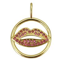 Cubic Zirconia Micro Pave Brass Pendant, gold color plated, micro pave cubic zirconia & hollow Approx 3.5mm 