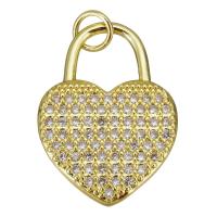 Cubic Zirconia Micro Pave Brass Pendant, Heart, gold color plated, micro pave cubic zirconia Approx 3.5mm 