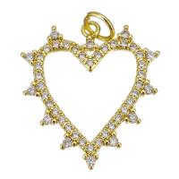 Cubic Zirconia Micro Pave Brass Pendant, Heart, gold color plated, micro pave cubic zirconia & hollow Approx 3.5mm 