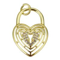 Cubic Zirconia Micro Pave Brass Pendant, Heart, gold color plated, micro pave cubic zirconia Approx 3mm 