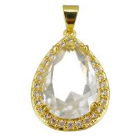 Cubic Zirconia Micro Pave Brass Pendant, Teardrop, gold color plated, micro pave cubic zirconia Approx 3.5mm 