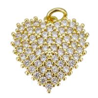 Cubic Zirconia Micro Pave Brass Pendant, Heart, gold color plated, micro pave cubic zirconia Approx 3mm 