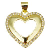 Cubic Zirconia Micro Pave Brass Pendant, Heart, gold color plated, micro pave cubic zirconia & hollow Approx 3.5mm 