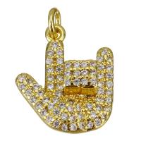 Cubic Zirconia Micro Pave Brass Pendant, Hand, gold color plated, micro pave cubic zirconia Approx 2.5mm 