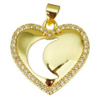 Cubic Zirconia Micro Pave Brass Pendant, Heart, gold color plated, micro pave cubic zirconia & hollow Approx 3.5mm 