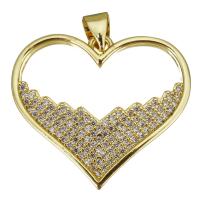 Cubic Zirconia Micro Pave Brass Pendant, Heart, gold color plated, micro pave cubic zirconia & hollow Approx 3.5mm 