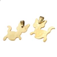 Stainless Steel Animal Pendants, Cat, golden 