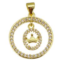 Cubic Zirconia Micro Pave Brass Pendant, Round, gold color plated, micro pave cubic zirconia & hollow Approx 3.5mm 