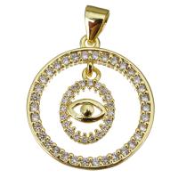 Cubic Zirconia Micro Pave Brass Pendant, Round, gold color plated, micro pave cubic zirconia & hollow Approx 3.5mm 