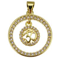 Cubic Zirconia Micro Pave Brass Pendant, Round, gold color plated, micro pave cubic zirconia & hollow Approx 3.5mm 