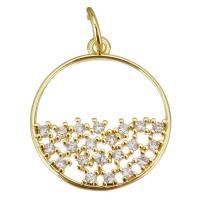 Cubic Zirconia Micro Pave Brass Pendant, Round, gold color plated, micro pave cubic zirconia & hollow Approx 3.5mm 