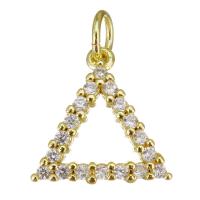 Cubic Zirconia Micro Pave Brass Pendant, Triangle, gold color plated, micro pave cubic zirconia & hollow Approx 2.5mm 