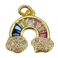 Cubic Zirconia Micro Pave Brass Pendant, Rainbow, gold color plated, micro pave cubic zirconia Approx 2.5mm 