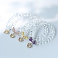 Quartz Bracelets, Clear Quartz, 14K gold-filled, anti-fatigue & for woman & with rhinestone, 8mm,14-15.5cm 