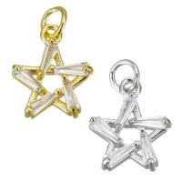 Cubic Zirconia Micro Pave Brass Pendant, Star, plated, micro pave cubic zirconia & hollow Approx 3.5mm 