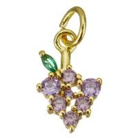 Cubic Zirconia Micro Pave Brass Pendant, Grape, gold color plated, micro pave cubic zirconia, purple Approx 3.5mm 