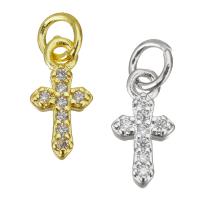 Cubic Zirconia Micro Pave Brass Pendant, Cross, plated, micro pave cubic zirconia Approx 3.5mm 