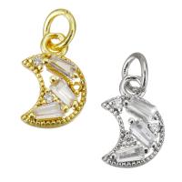 Cubic Zirconia Micro Pave Brass Pendant, Moon, plated, micro pave cubic zirconia Approx 3.5mm 