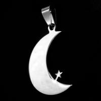 Stainless Steel Pendants, Moon and Star, original color 