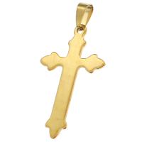 Stainless Steel Cross Pendants, golden 