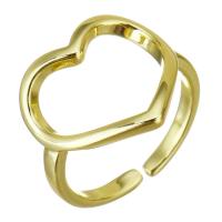 Messing Manschette Fingerring, Herz, goldfarben plattiert, hohl, 17mm, Größe:6, verkauft von PC