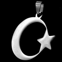 Stainless Steel Pendants, Moon and Star, original color 