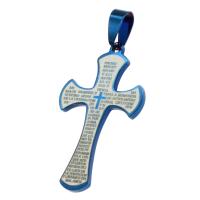 Stainless Steel Cross Pendants, blue 