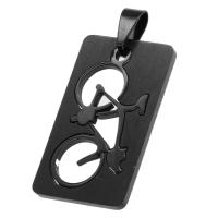 Pendentifs en acier inoxydable, rectangle, noire Vendu par PC