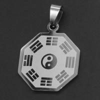 Stainless Steel Pendants, Polygon, ying yang & DIY, original color 