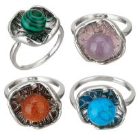 Gemstone Brass Finger Ring, with Gemstone, fashion jewelry 15mm, US Ring 