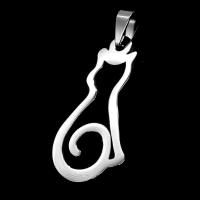 Stainless Steel Animal Pendants, Cat, hollow, original color 