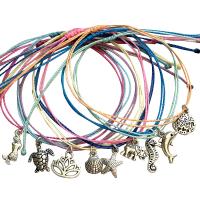 Fashion Jewelry Anklet, corde de cire, avec alliage de zinc, Placage de couleur argentée, styles différents pour le choix & pour femme, plus de couleurs à choisir, 330mm, Vendu par PC