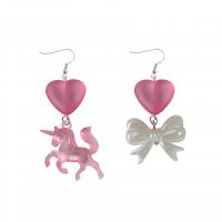 Boucles d'oreilles asymétriques, Acrylique, avec alliage de zinc, styles différents pour le choix & pour femme, rose Vendu par paire