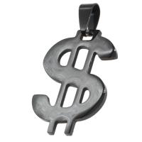 Pendentifs en acier inoxydable, Signe dollar, noire Vendu par PC