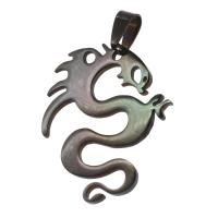 Stainless Steel Animal Pendants, Dragon, black 