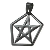 Acier inoxydable Pendentif étoile, polygone, noire Vendu par PC