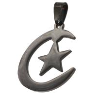 Acier inoxydable Pendentif étoile, Lune et Etoile, noire Vendu par PC