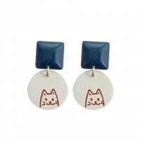 Resin Drop Earring & for woman, blue 