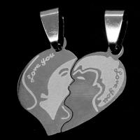 Stainless Steel Couple Pendant, Heart, original color 