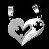 Stainless Steel Couple Pendant, Heart, original color 