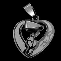 Stainless Steel Couple Pendant, Heart, original color 