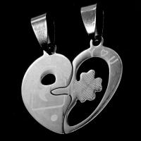 Stainless Steel Couple Pendant, Heart, original color 