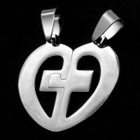 Stainless Steel Couple Pendant, Heart, original color 