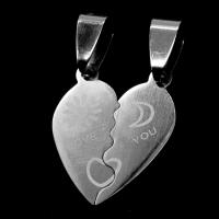 Stainless Steel Couple Pendant, Heart, original color 