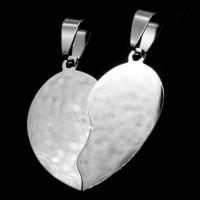 Stainless Steel Couple Pendant, Heart, original color 