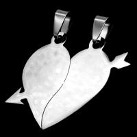 Stainless Steel Couple Pendant, Heart, original color 