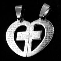 Stainless Steel Couple Pendant, Heart, original color 